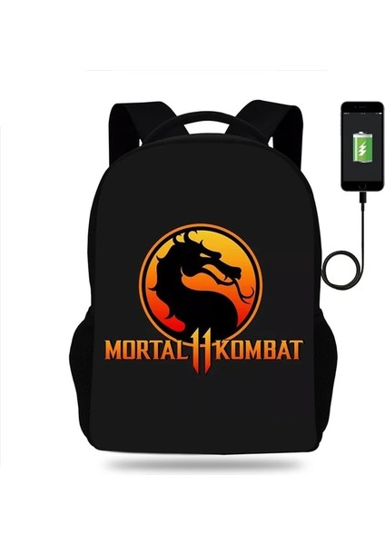 018 Sıcak Mortal Kombat Sırt Çantası Erkek Kız Okul Çantası Genç USB Şarj Günlük Seyahat Sırt Çantası Öğrenci Okul Çantaları Mochila (Yurt Dışından)
