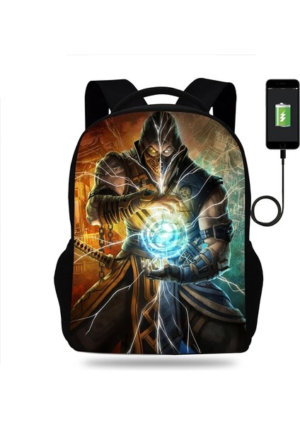 018 Sıcak Mortal Kombat Sırt Çantası Erkek Kız Okul Çantası Genç USB Şarj Günlük Seyahat Sırt Çantası Öğrenci Okul Çantaları Mochila (Yurt Dışından) modelleri