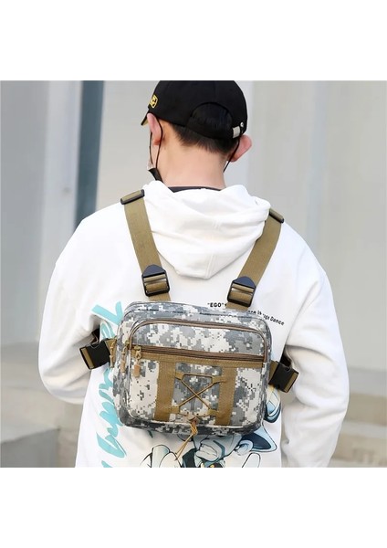 Haki Moda Erkek Yelek Çanta Açık Taktik Göğüs Paketi Spor Spor Yelek Göğüs Çanta Kamuflaj Trend Sırt Çantası (Yurt Dışından) fiyatları