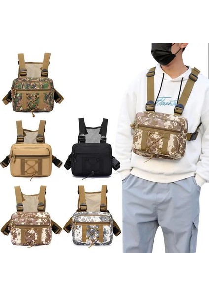 Haki Moda Erkek Yelek Çanta Açık Taktik Göğüs Paketi Spor Spor Yelek Göğüs Çanta Kamuflaj Trend Sırt Çantası (Yurt Dışından) fırsatları