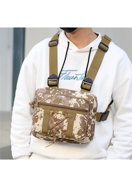 Haki Moda Erkek Yelek Çanta Açık Taktik Göğüs Paketi Spor Spor Yelek Göğüs Çanta Kamuflaj Trend Sırt Çantası (Yurt Dışından) indirimleri