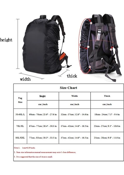 Siyah Xl 60/70/80L Sırt Çantası Yağmur Kapak Açık Su Geçirmez Yürüyüş Tırmanma Çanta Kapak Düz Renk Camo Taktik Toz Yağmurluk Sırt Çantası Için (Yurt Dışından) indirimleri