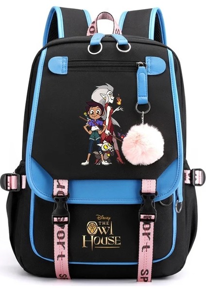 024 Disney Baykuş Evi Kadın Erkek Sırt Çantası Seyahat Çantası Mochila Sırt Çantaları Genç USB Şarj Dizüstü Sırt Çantası (Yurt Dışından)