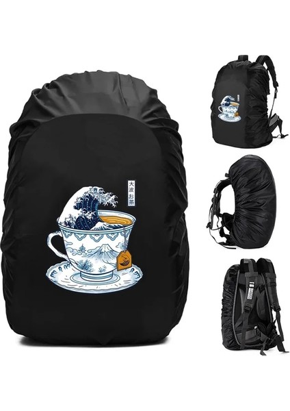 3WAVE017 35L Yağmur Kapağı Sırt Çantası 20L -70L Su Geçirmez Çanta Moda Dalga Desen Baskılı Taktik Açık Kamp Yürüyüş Tırmanma Toz Yağmurluk (Yurt Dışından)