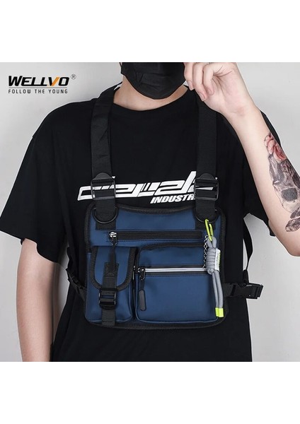 Mavi Moda Askeri Taktik Göğüs Çantası Erkekler's Streetweed Yelek Paketi Genç Erkek Serin Sling Flap Çok Cep Omuz Sırt Çantası XA354C (Yurt Dışından) fiyatları