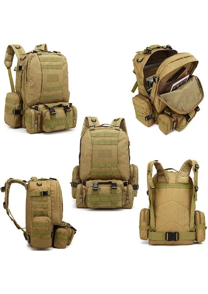 Haki 17 Inç Yeni Stil 70L Büyük Kapasiteli Askeri 4 In 1 Molle Erkek Spor Taktik Sırt Çantası Açık Yürüyüş Tırmanma Çantaları Рюкзак Мужской Sıcak (Yurt Dışından) fiyatları