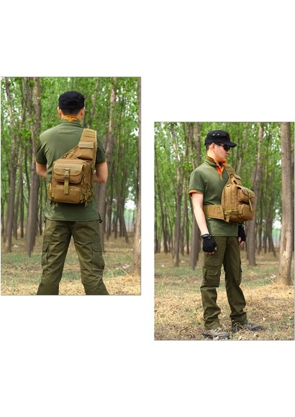 Kahverengi 22CMX10CMX28CM Erkek Çok Fonksiyonlu Omuz Çantası Eğlence Açık Kamp Göğüs Messenger Çanta Askeri Teçhizat Ranger Sırt Çantası Sistemi Taktikleri (Yurt Dışından) fırsatları