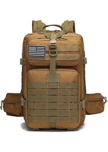 Haki 55L 55L Büyük 1000D Naylon Su Geçirmez Taktik Sırt Çantası Askeri Saldırı Molle Edc Sırt Çantası Doğa Sporları Kamp Yürüyüş Çantası Mochila (Yurt Dışından)