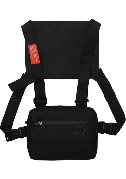 Siyah Techwear Taktik Hip Hop Yansıtıcı Kargo Yelek Çanta Erkek Kadın Açık Spor Çok Fonksiyonlu Kamuflaj Göğüs Çanta Mini Sırt Çantası (Yurt Dışından)