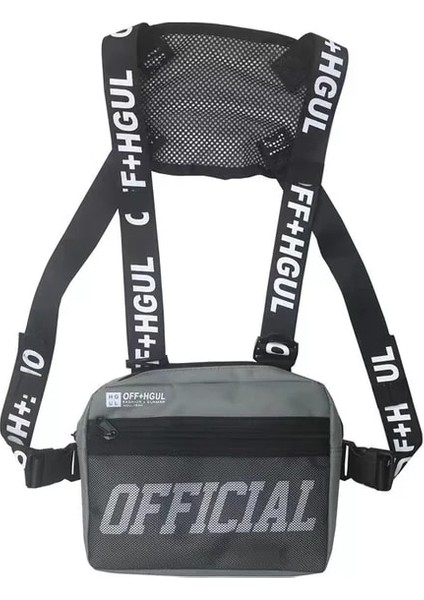 Gri 2021 Yeni Erkek ve Kadın Hip Hop Taktik Yelek Çok Fonksiyonlu Göğüs Çantası Tarzı Alfabe Kemer Kemer Sırt Çantası (Yurt Dışından)