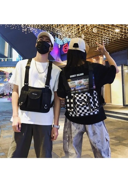 Bej Hiphop Kanye West Street Ins Sıcak Stil Göğüs Rig Askeri Taktik Göğüs Çantası Fonksiyonel Paket Trend Belirleyici Moda Pop Prechest (Yurt Dışından)