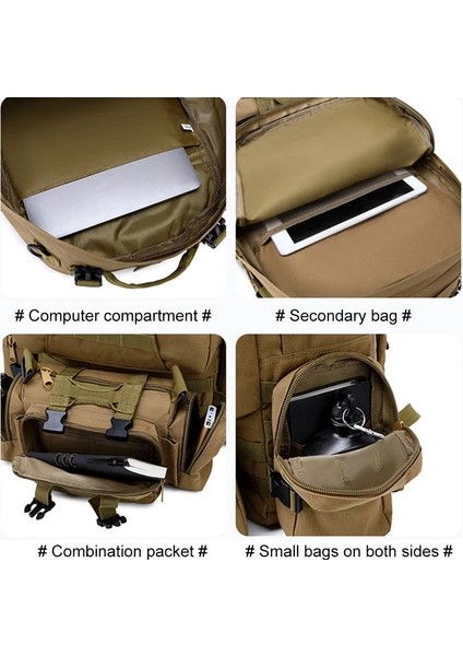 Stil 7 50L Taktik Sırt Çantası 4 In 1 Askeri Ordu Molle Sırt Çantası Spor Çantası Su Geçirmez Açık Yürüyüş Kamp Seyahat 3D Sırt Çantası Mochila (Yurt Dışından)