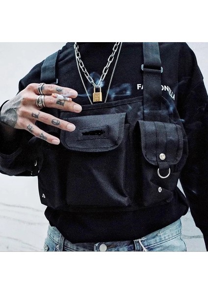 Bej Hiphop Kanye West Street Ins Sıcak Stil Göğüs Rig Askeri Taktik Göğüs Çantası Fonksiyonel Paket Trend Belirleyici Moda Pop Prechest (Yurt Dışından)
