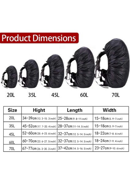Siyah 45L Siyah Renkler 20-70L Açık Yağmur Kapak Sırt Çantası Yürüyüş Tırmanma Kamp Moda Yeni Su Geçirmez Çanta Kamuflaj Taktik Toz Yağmurluk (Yurt Dışından)