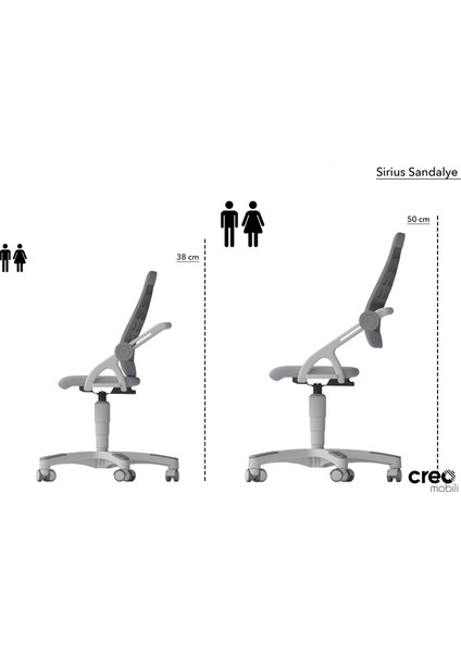 Creo Mobili Sirius Derinlik ve Yükseklik Ayarlı Çalışma Sandalyesi- Mavi