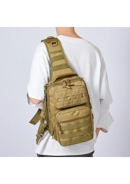 Haki Taktik Omuz Çantası Ordu Askeri Saldırı Molle Edc Sling Sırt Çantası Açık Avcılık Seyahat Camo Kamp Crossbody Göğüs Çantası (Yurt Dışından) fiyatları