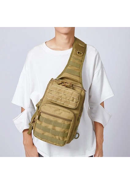 Haki Taktik Omuz Çantası Ordu Askeri Saldırı Molle Edc Sling Sırt Çantası Açık Avcılık Seyahat Camo Kamp Crossbody Göğüs Çantası (Yurt Dışından) fırsatları