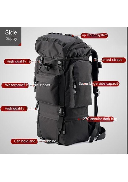 Siyah 65L Askeri Açık Spor Sırt Çantaları Kamuflaj Seyahat Çantaları Taktik Ordu Molle Kamp Yürüyüş Sırt Çantası Trekking Av Çantası (Yurt Dışından)