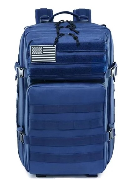 Mavi (50L) 1000D Naylon Askeri Çanta Erkekler Taktik Sırt Çantası Molle Ordu Bug Out Çanta Su Geçirmez Büyük 3D Sırt Çantası Açık Spor Yürüyüş Kamp (Yurt Dışından)
