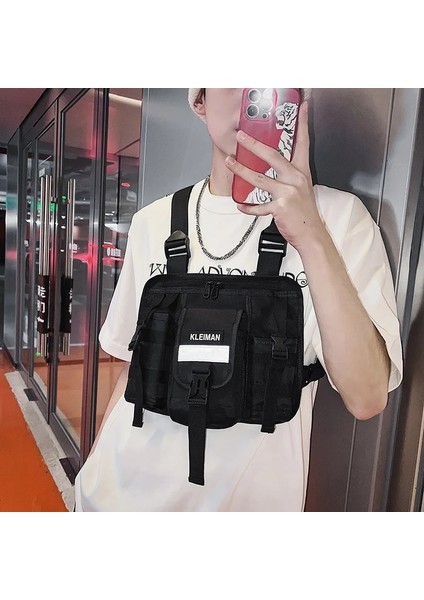 Siyah 2023 Hip Hop Sokak Erkekler Göğüs Rig Çanta Çok Fonksiyonlu Taktik Yelek Paketleri Rahat Seyahat Depolama Bel Çantası Sırt Çantası Erkek (Yurt Dışından) modelleri