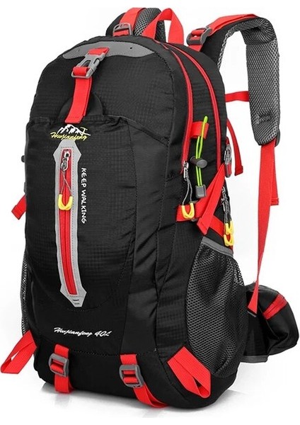 Siyah Kırmızı 40L Su Geçirmez Sırt Çantası Seyahat Yürüyüş Tırmanma Taktik Sırt Çantası Dizüstü Sırt Çantası Trekking Sırt Çantası Açık Erkek Kadın Spor Çantası (Yurt Dışından)