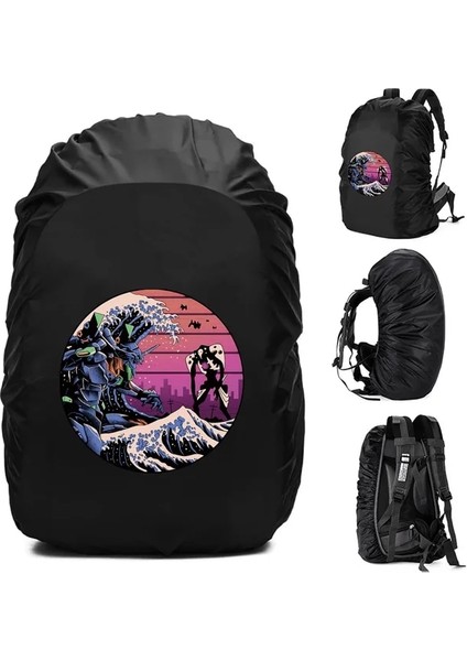 2WAVE006 20L Yağmur Kapağı Sırt Çantası 20L -70L Su Geçirmez Çanta Moda Dalga Desen Baskılı Taktik Açık Kamp Yürüyüş Tırmanma Toz Yağmurluk (Yurt Dışından)