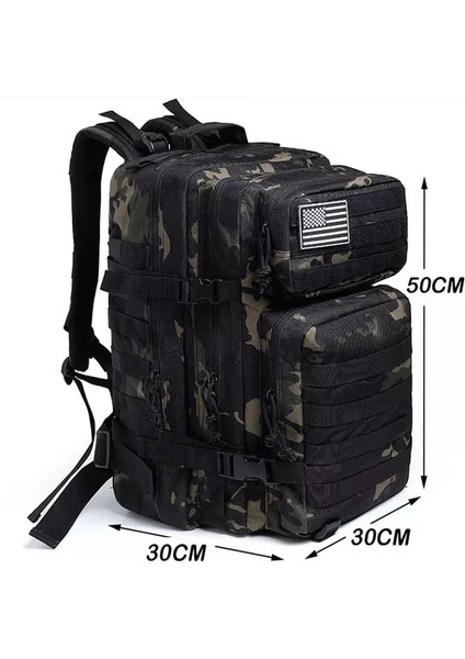 Jungle 50L Ordu Sırt Çantası Erkekler Askeri Sırt Çantası Taktik Molle Çantası Açık Avcılık Trekking Sırt Çantası 3 Gün Saldırı Keskin Nişancı Bug Out Çanta (Yurt Dışından)