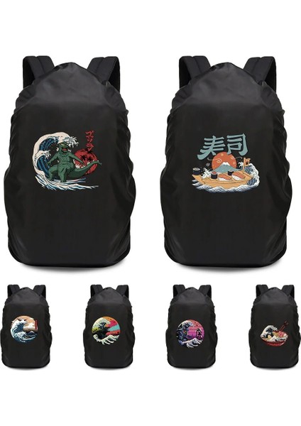 1WAVE002 35L Yağmur Kapağı Sırt Çantası 20L -70L Su Geçirmez Çanta Moda Dalga Desen Baskılı Taktik Açık Kamp Yürüyüş Tırmanma Toz Yağmurluk (Yurt Dışından) indirimleri