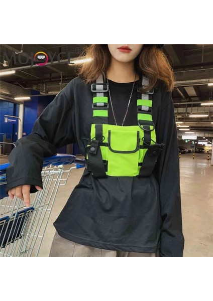 Siyah Çok Cepler Yansıtıcı Taktik Çanta Kemer Çantası Kılıfı Paketleri Erkek Kadın Sokak Şıklığı Yelek Göğüs Çanta Oxford Kumaş Hip Hop Crossbody (Yurt Dışından) fırsatları