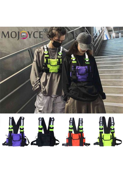 Siyah Çok Cepler Yansıtıcı Taktik Çanta Kemer Çantası Kılıfı Paketleri Erkek Kadın Sokak Şıklığı Yelek Göğüs Çanta Oxford Kumaş Hip Hop Crossbody (Yurt Dışından) indirimleri