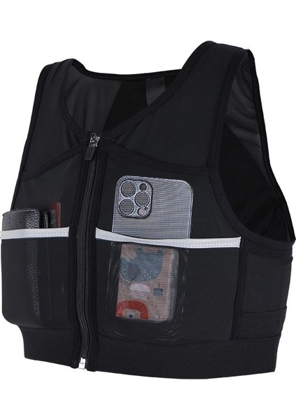 Siyah Logo Yok L Hip-Hop Sokak Şıklığı Göğüs Rig Çantası Erkekler Için Yansıtıcı Tasarım Spor Depolama Yelek Sırt Çantası Çok Fonksiyonlu Taktik Koşu Göğüs Çantası (Yurt Dışından) modelleri