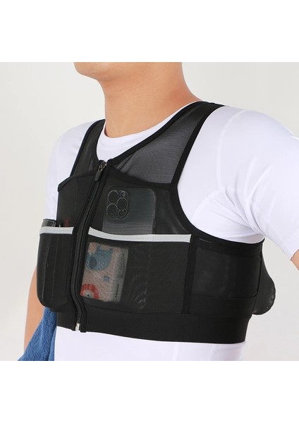 Siyah Logo Yok L Hip-Hop Sokak Şıklığı Göğüs Rig Çantası Erkekler Için Yansıtıcı Tasarım Spor Depolama Yelek Sırt Çantası Çok Fonksiyonlu Taktik Koşu Göğüs Çantası (Yurt Dışından) fırsatları