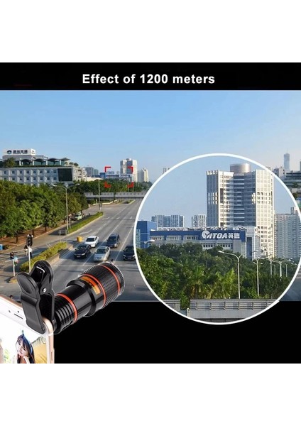 Siyah Stil 12XHD Teleskop Telefon Lensi Optik Zoom Telefoto Kamera Len Evrensel Cep Telefonu Akıllı Telefon Teleskop Odak Len Için Klip ile (Yurt Dışından) indirimleri
