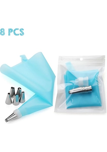 8 Parça Tarzı Licone Mutfak Aksesuarları Dondurma G Krem Pasta Torbası Paslanmaz Çelik Nozul Seti Dıy Kek Dekorasyon Ipuçları Seti (Yurt Dışından)