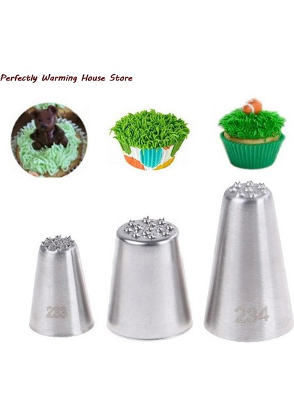 B Tarzı 3 Adet Yüksek Li Krem Dekorasyon Ağız Küçük Çim Şekli Krem Meme Pişirme Araçları Çim Kreması Buzlanma Nozulları Pasta Süslemeleri (Yurt Dışından) fiyatları