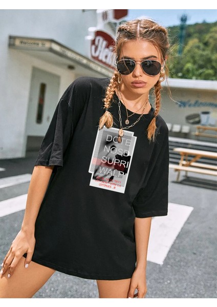 Unisex Siyah Oversize Dote Boyfriend T-Shirt