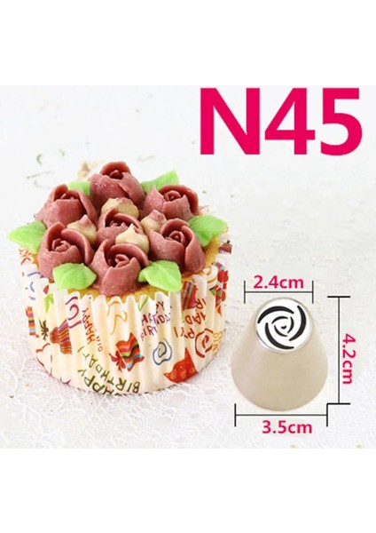 N45 Stili Rus Lale Buzlanma G Nozulları Paslanmaz Çelik Çiçek Krema Pasta Ipuçları Nozullar Çanta Cupcake Kek Dekorasyon Araçları Kalıpları 1 Adet (Yurt Dışından)
