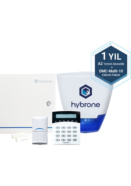 HY-IA3008-A2DM10-1 Akıllı Network+4g Hırsız Alarm Seti+ Hybrone A2 Temel Paket + Dmc Multi 10