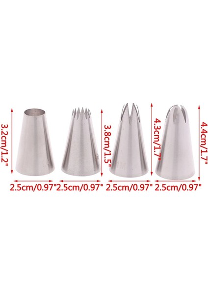 4 Adet Tarzı Çiçek Ağız Implantasyon Çerçevesi Krem G Çanta Depolama Rafı Kek Nozulu (Yurt Dışından)