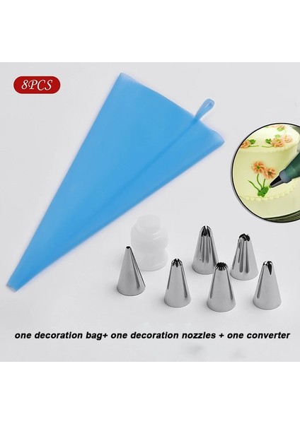 8 Adet Mavi Stil Et Silikon Pasta Torbası Mutfak Aksesuarları Dıy Buzlanma G Krem Pasta Torbası 6 Nozullu Kek Dekorasyon Araçları Setleri (Yurt Dışından) fiyatları