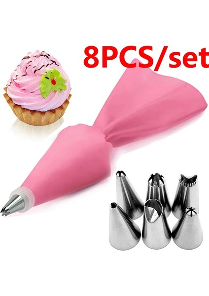 Pembe 8 Adet Tarzı Yeniden Kullanılabilir Buzlanma G Nozullar Seti Pasta Torbası Kazıyıcı Çiçek Kremi Ipuçları Dönüştürücü Pişirme Fincan Dıy Kek Dekorasyon Araçları (Yurt Dışından)