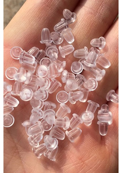 200 Adet (100 Çift) - Plastik Küpe Pistonu, Küpe Arkalığı