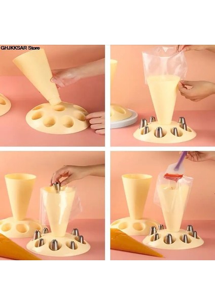 Pembe Tarzı Çiçek Ağız Implantasyon Çerçevesi Krem G Çanta Depolama Rafı Kek Nozulu (Yurt Dışından) indirimleri