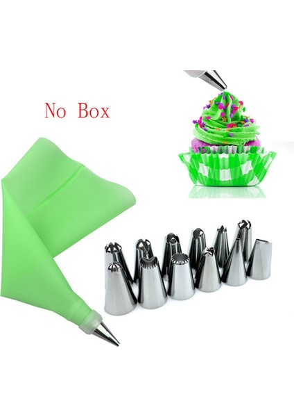 Yeşil No Box Tarzı 14PCBOX Rusya Tatlı Dekoratörleri Silikon Buzlanma G Kremalı Pasta Torbası Paslanmaz Çelik G Buzlanma Memesi Kremalı Pasta Aracı (Yurt Dışından)
