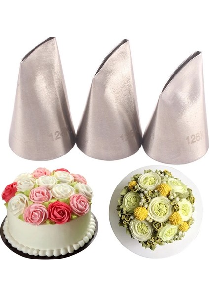 3 Adet Tarzı #124K#125K#126K Gül Böreği Nozulları Paslanmaz Çelik Nozul Seti Buzlanma G Ipuçları Setleri Cupcake Kek Dekorasyon Araçları Кондитерские (Yurt Dışından)