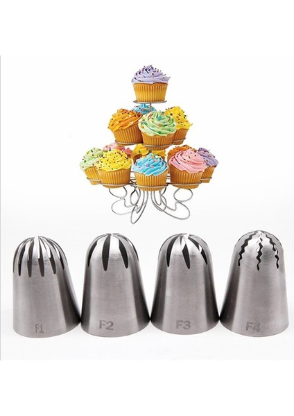 4 Adet Tarzı 4 Adet Büyük Boy Gül Nozulları Buzlanma G Paslanmaz Çelik Kremalı Kek Rus Parti Ipuçları Cupcake Dekorasyon Pişirme Aracı (Yurt Dışından) modelleri