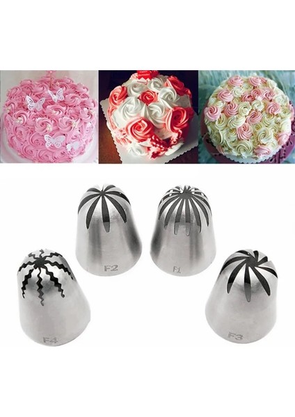 4 Adet Tarzı 4 Adet Büyük Boy Gül Nozulları Buzlanma G Paslanmaz Çelik Kremalı Kek Rus Parti Ipuçları Cupcake Dekorasyon Pişirme Aracı (Yurt Dışından) fırsatları