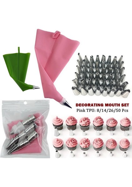 Pembe 50 Adet Tarzı Silikon Pasta Torbaları Mutfak Aksesuarları Krem G Pasta Torbası Kek Süsleme Silikon Mutfak Pişirme Araçları Aksesuar Seti (Yurt Dışından) modelleri