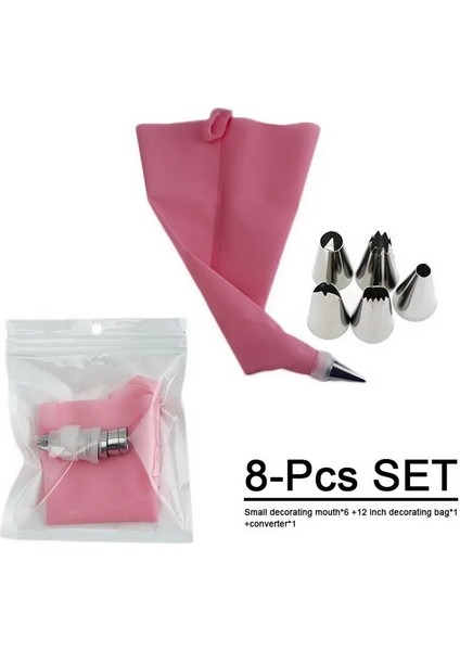 8 Adet Tarzı K Silikon Pasta Torbaları T Buzlanma G Nozul Krem Yeniden Kullanılabilir Pasta Torbası Kek Süsleme Aracı Pasta Nozulu (Yurt Dışından)