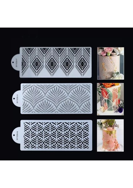 E Stili Diy Bohem Tarzı Plastik Şeker Elek Kalıbı Fondan Baskı Kalıbı Hollow Düğün Pastası Kenar Dekorasyon Şablonu Pişirme Araçları (Yurt Dışından)